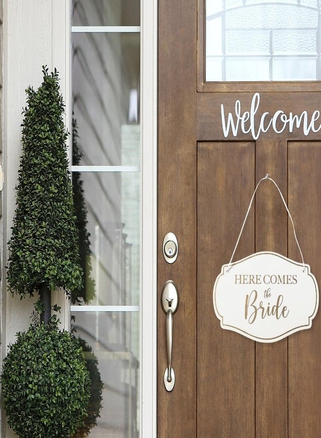 Fun Express Here Comes The Bride Wedding Sign – Elegant Rustic Wooden Design for Wedding Ceremony Aisle Décor – Photo Opportunities Bridal Walk Reception Perfect Wedding Decoration – 1 Piece - Image 2